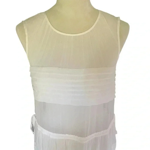 Club Monaco Ayto Sheer Tiered White Mini Dress Women Size 2 - Picture 5 of 7